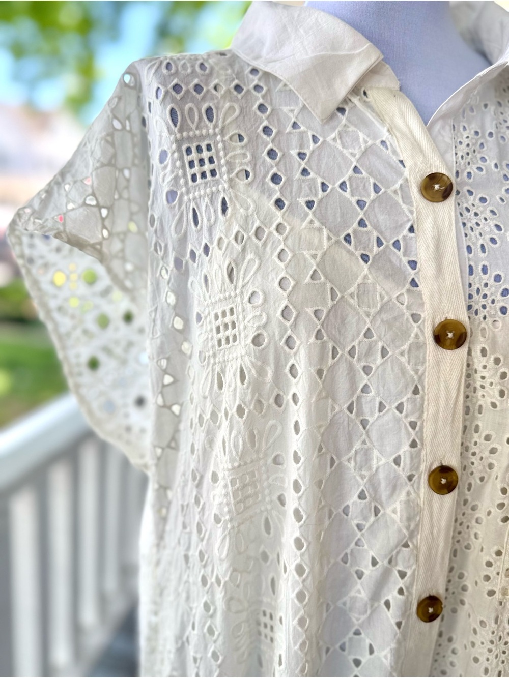 Free People Ivory Eyelet Button-Front Maxi Dress - Picture 10 of 15
